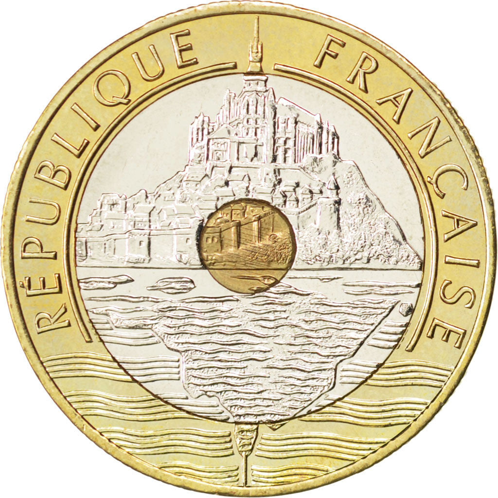 Coin, France, Mont Saint Michel, 20 Francs, 2000, MS(63), Tri-Metallic