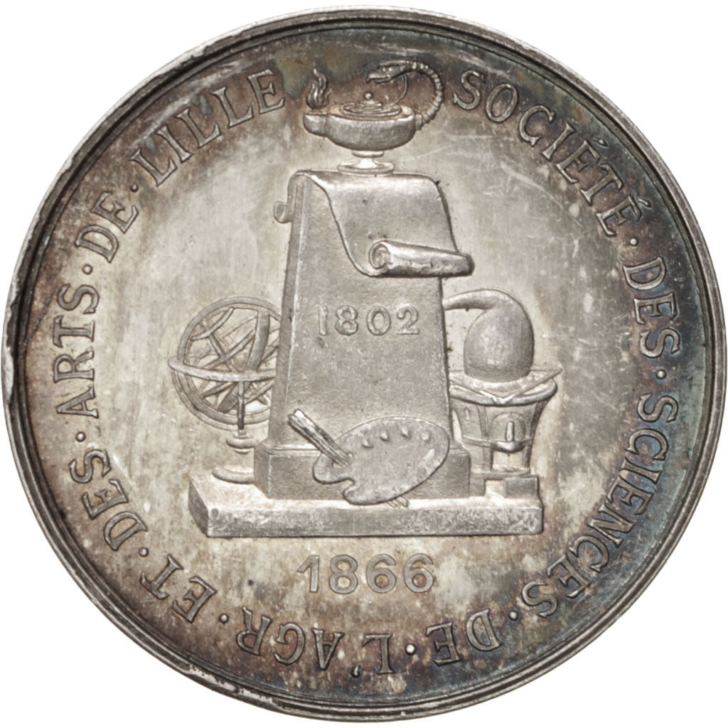 Francia, Medal, Second French Empire, Arts & Culture, 1866, BB+, Argento