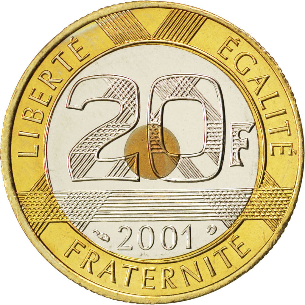 Francia, Mont Saint Michel, 20 Francs, 2001, SPL-, Tri-metallico, KM:1008.2,...