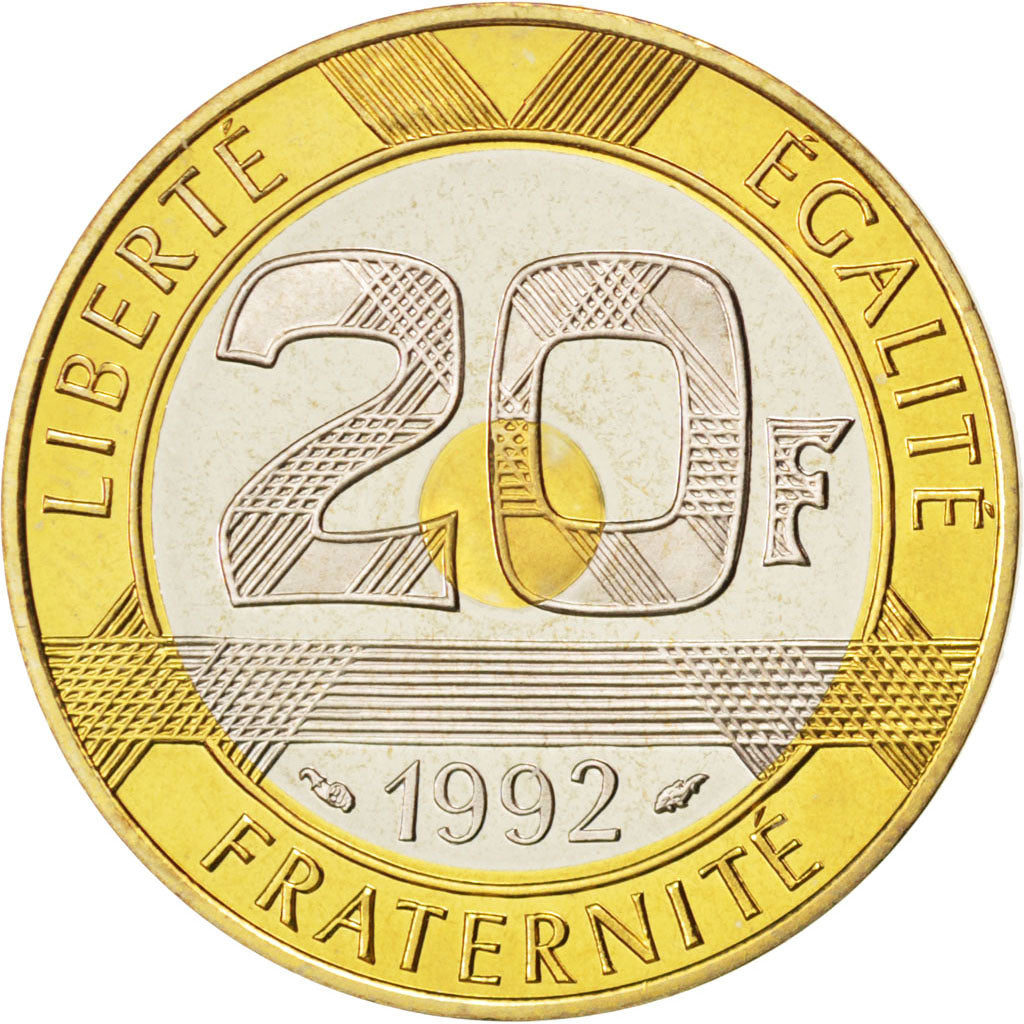 FRANCE, Mont Saint Michel, 20 Francs, 1992, KM #1008.2, MS(65-70),...