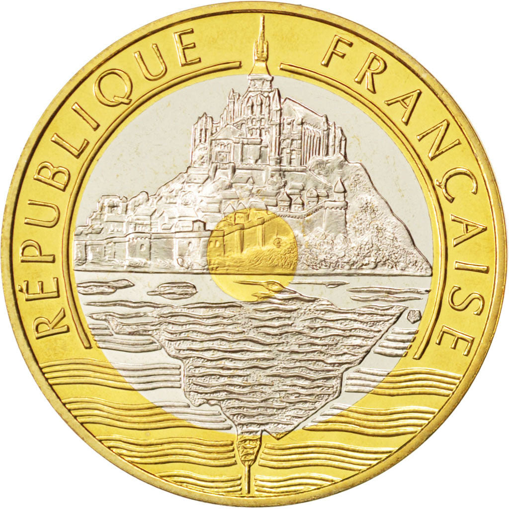 FRANCE, Mont Saint Michel, 20 Francs, 1993, KM #1008.2, MS(65-70),...