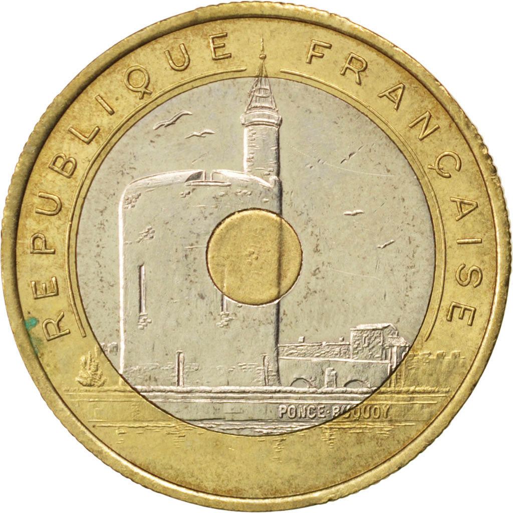 FRANCE, Jeux Méditerranéens, 20 Francs, 1993, KM #1016, AU(50-53), Tri-Metallic,