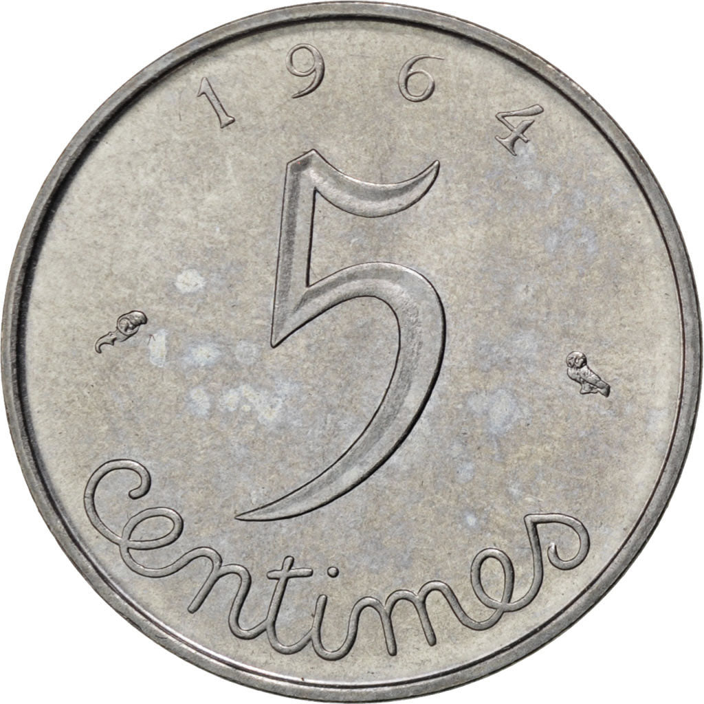 FRANCE, Épi, 5 Centimes, 1964, Paris, KM #927, MS(63), Stainless Steel, Gadoury