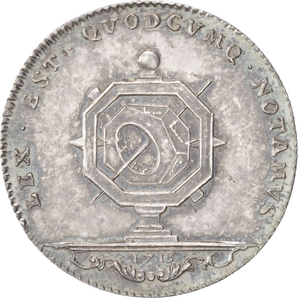 France, Token, Notary, 1715, MS(60-62), Silver, Feuardent:10760