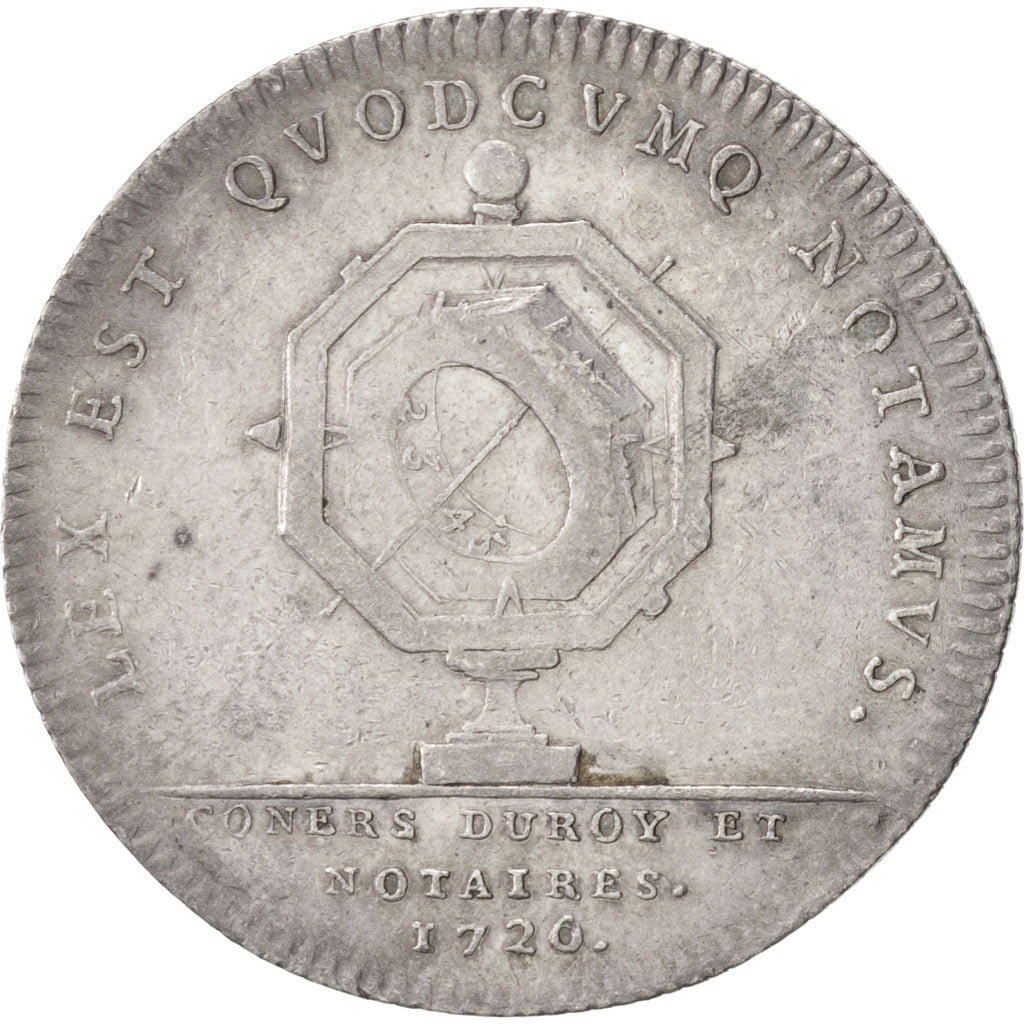 Francja, Token, Notariusz, 1720, AU(50-53), Srebro, Lerouge:293