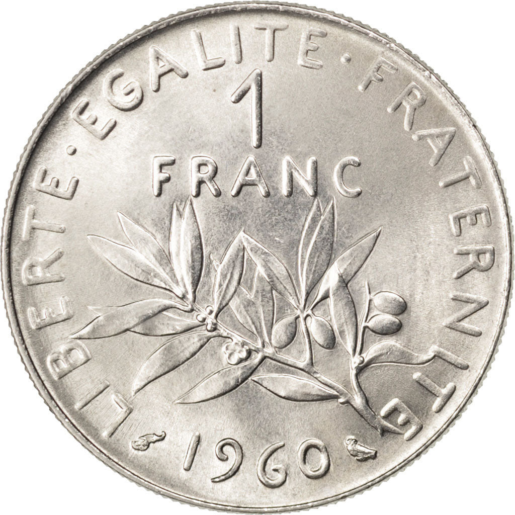 FRANCE, Semeuse, Franc, 1960, Paris, KM #925.1, MS(63), Nickel, 24, Gadoury...