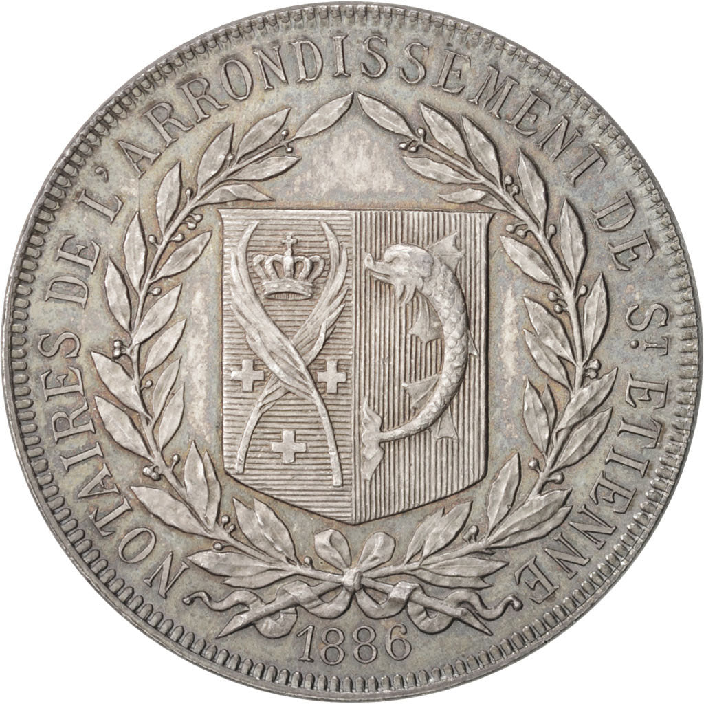 France, Token, Notary, 1886, AU(55-58), Silver, Lerouge:368