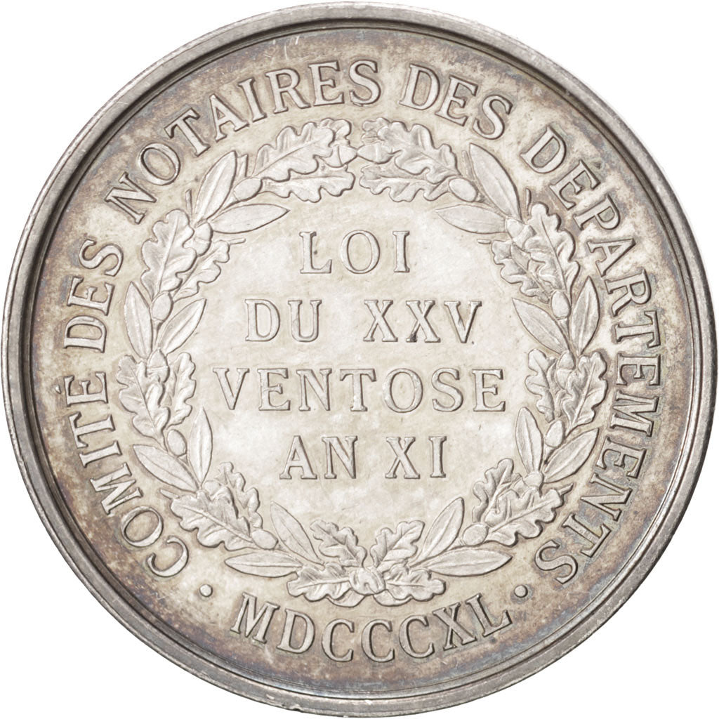 France, Notary, Token, 1840, MS(60-62), Silver, 32, Lerouge #450a, 13.30