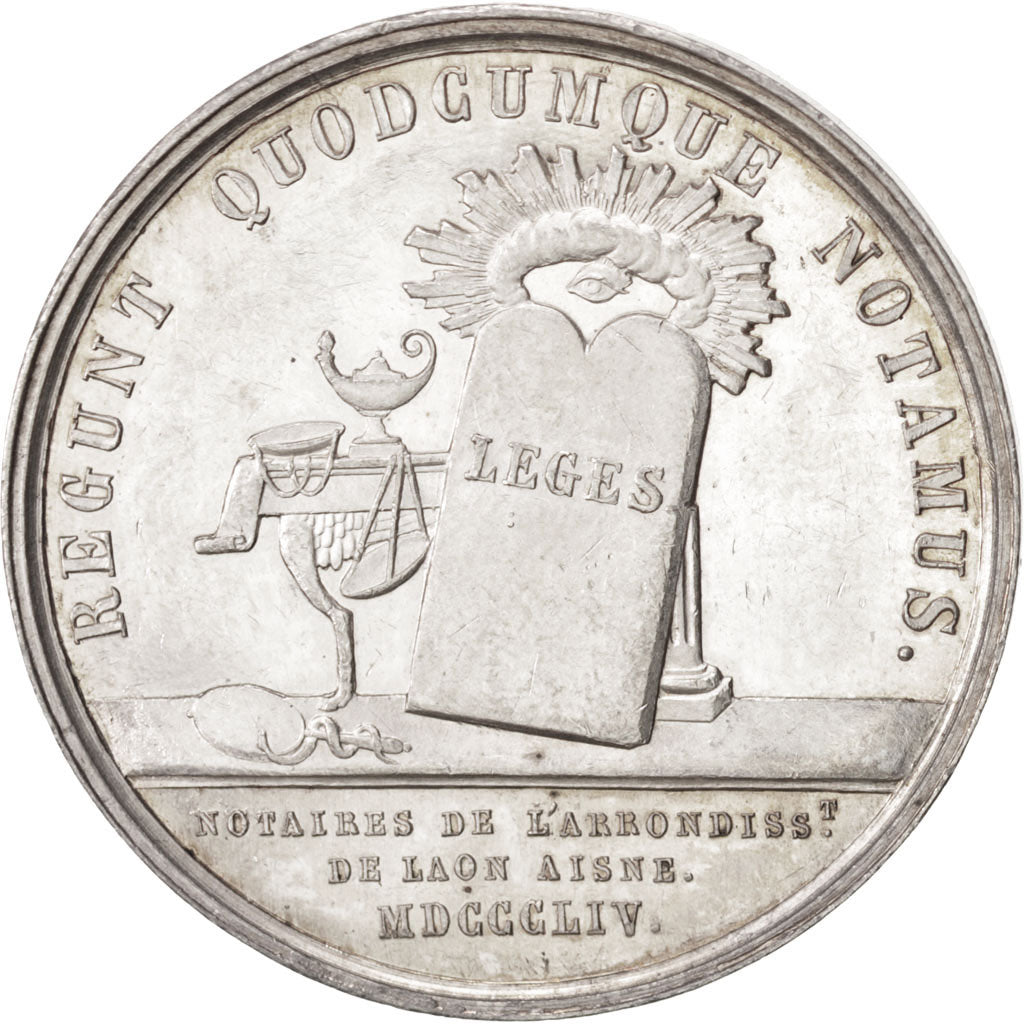 France, Token, Notary, 1854, Caqué, AU(55-58), Silver, Lerouge:156