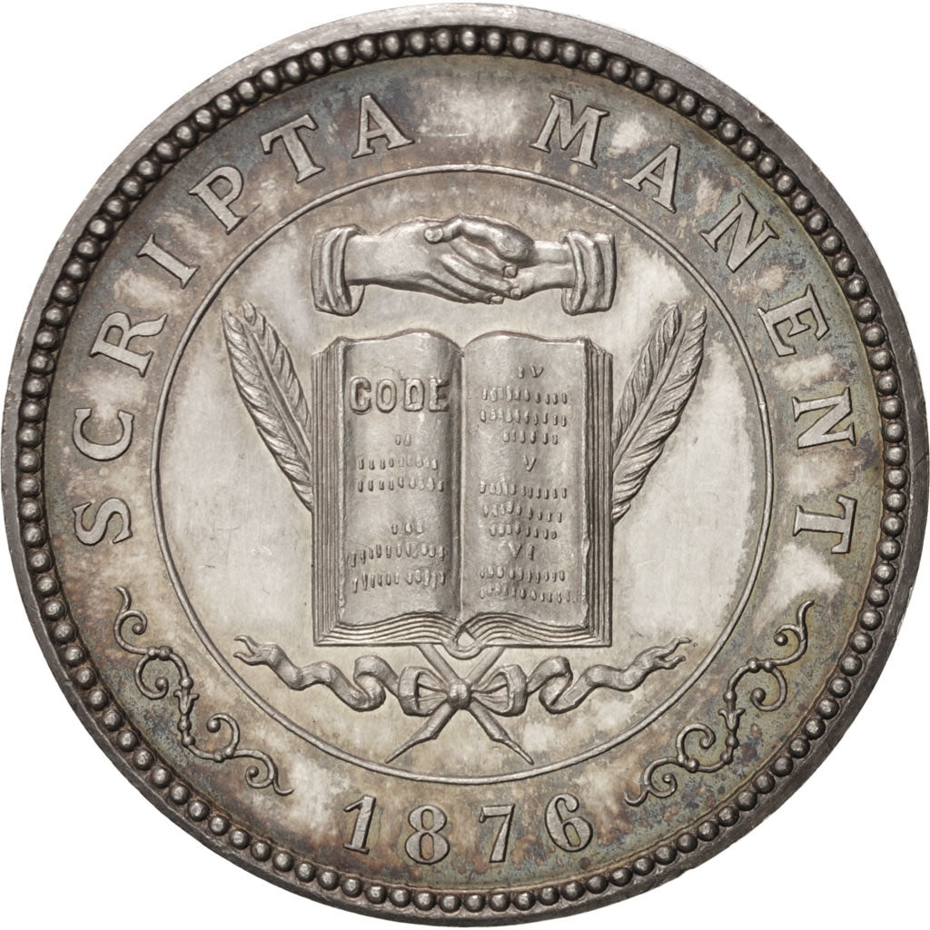 France, Token, Notary, 1876, MS(63), Silver, Lerouge:200