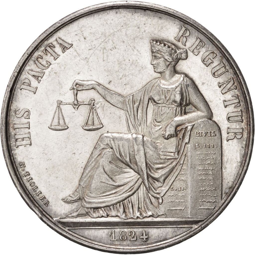 France, Token, Notary, 1824, AU(55-58), Silver, Lerouge:343