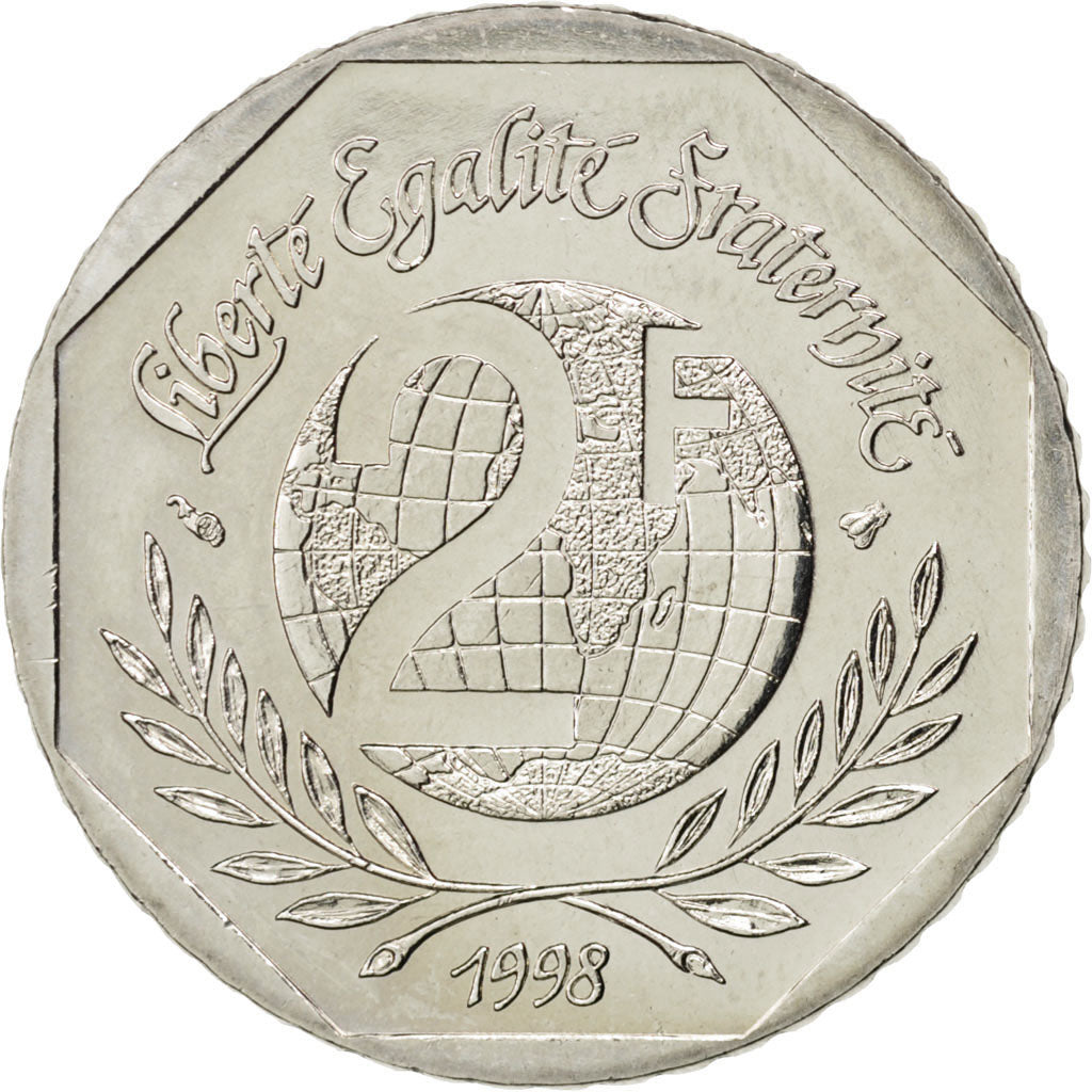 FRANCE, René Cassin, 2 Francs, 1998, KM #1213, MS(63), Nickel, 26.5, Gadoury #..