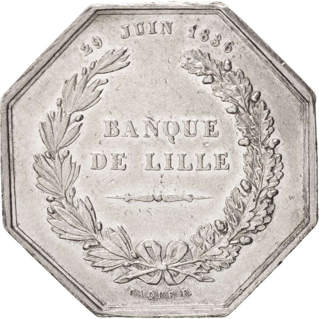 Francia, Token, Bank, 1836, Caqué, MBC, Plata