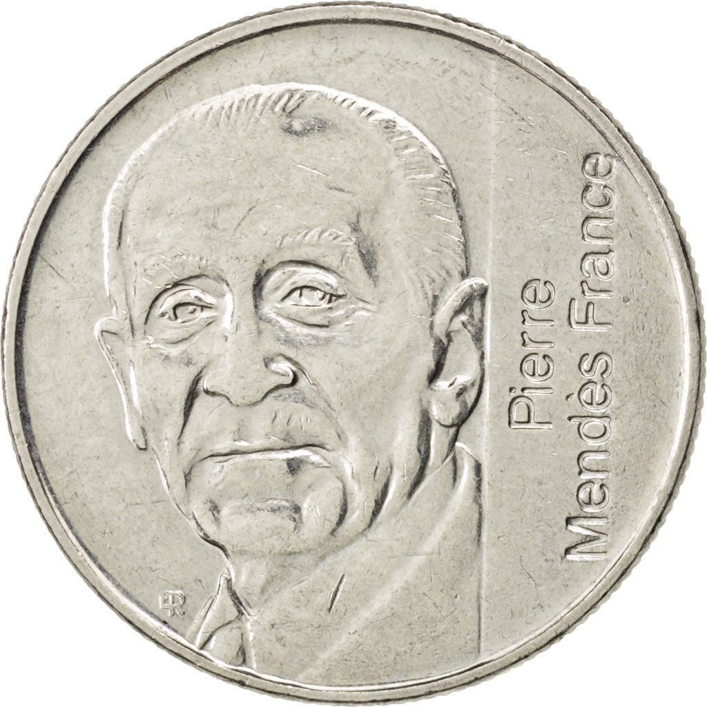 FRANCE, Mendès France, 5 Francs, 1992, Paris, KM #1006, AU(55-58), Nickel, 29, G
