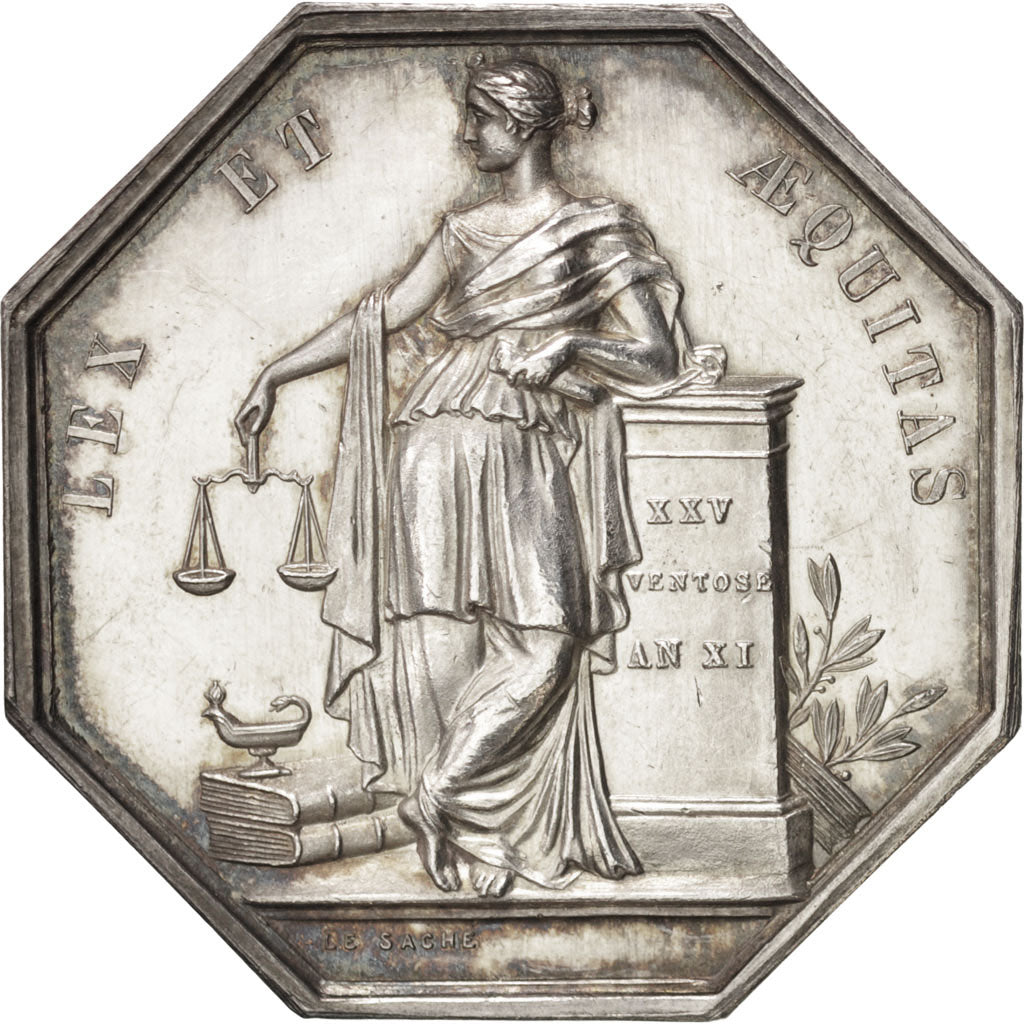 France, Token, Notary, MS(60-62), Silver, Lerouge:69a.