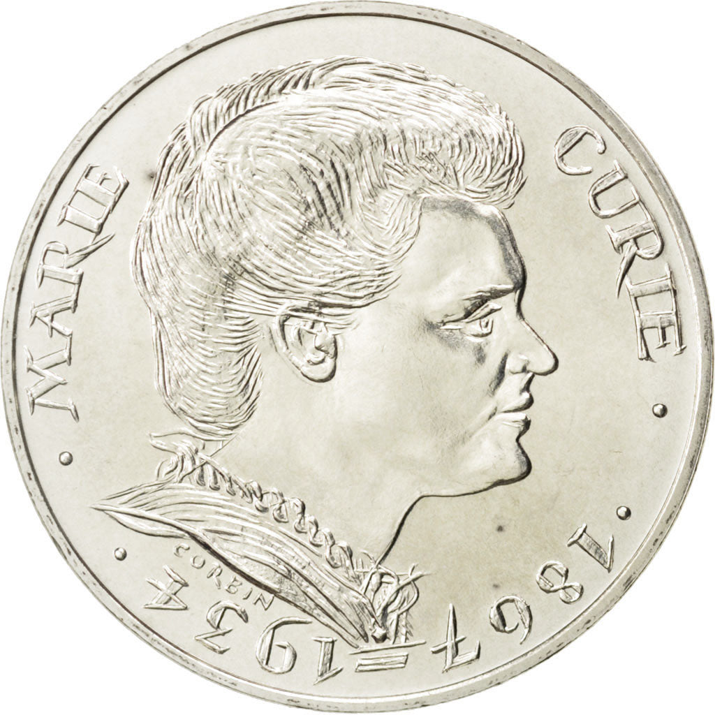 FRANCE, Marie Curie, 100 Francs, 1984, KM #955, MS(63), Silver, Gadoury #899,...