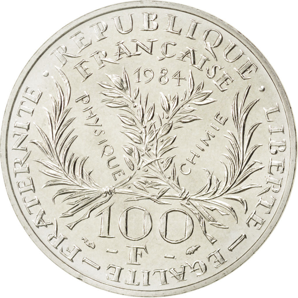 FRANCE, Marie Curie, 100 Francs, 1984, KM #955, MS(63), Silver, Gadoury #899,...
