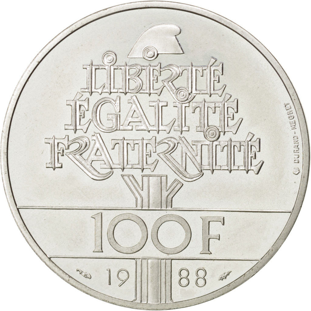 Coin, France, 100 Francs, 1988, MS(63), Silver, KM:966a, Gadoury:903