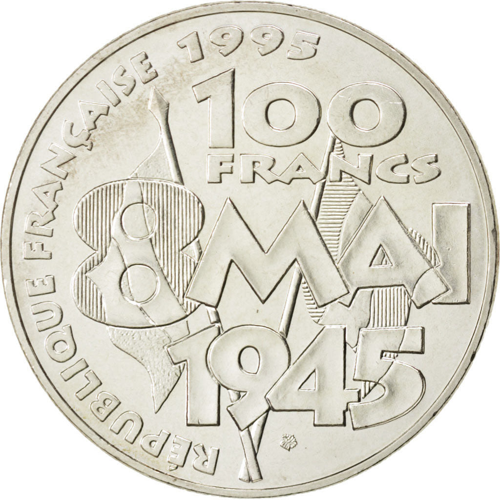 FRANCE, 8 mai 1945, 100 Francs, 1995, KM #1116.1, MS(63), Silver, 31, Gadoury...