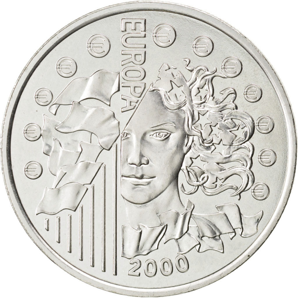 FRANCE, 6.55957 Francs, 2000, KM #1258, MS(63), Silver, 13.00
