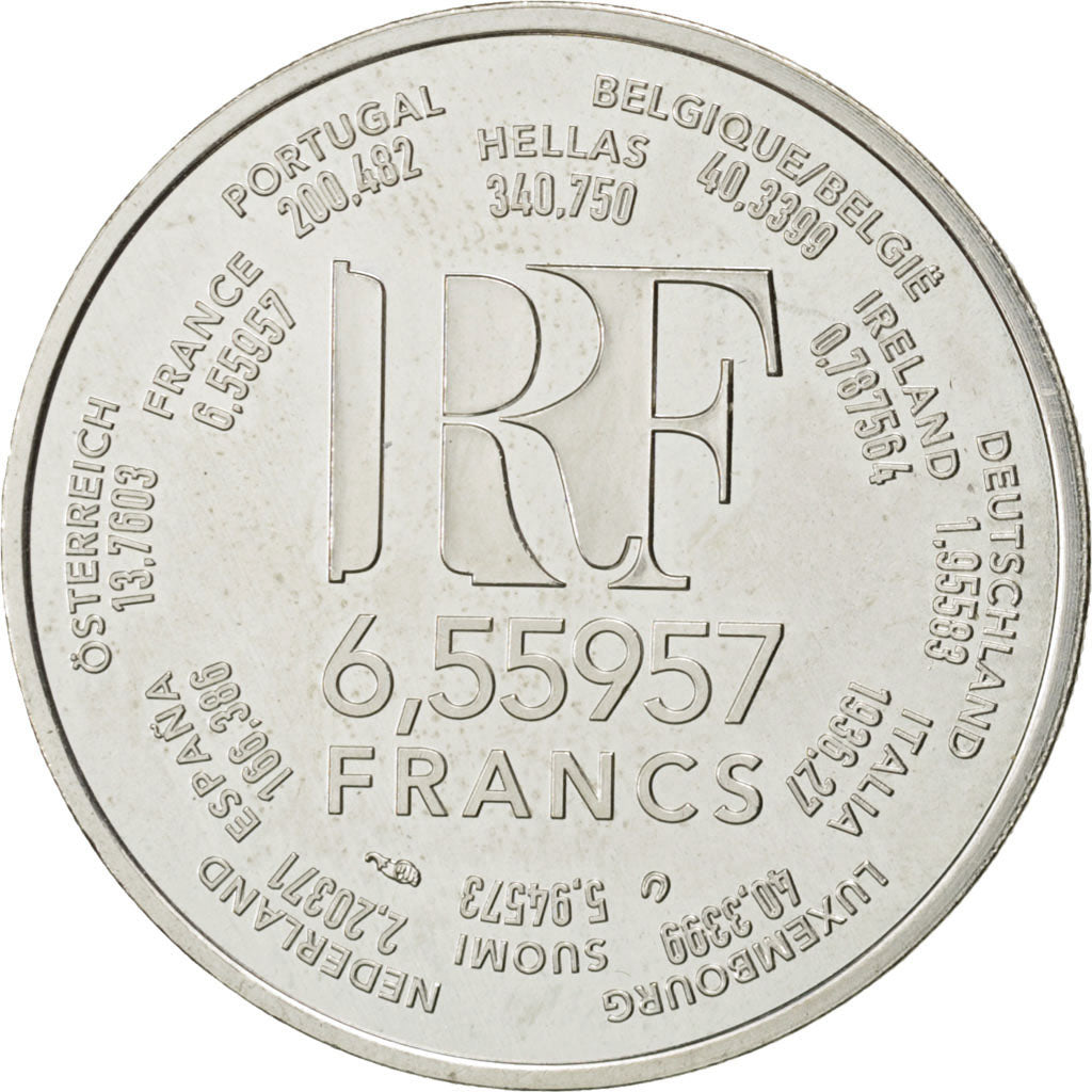 FRANCE, 6.55957 Francs, 2000, KM #1258, MS(63), Silver, 13.00