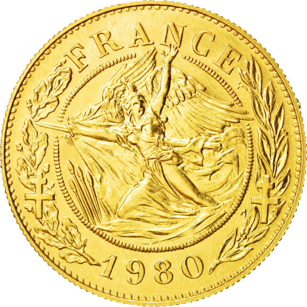 Francia, Medal, French Fifth Republic, History, 1980, Santucci, FDC, Oro