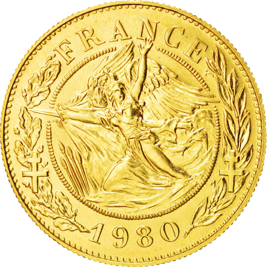 Frankrijk, Medal, French Fifth Republic, History, 1980, Santucci, FDC, Goud