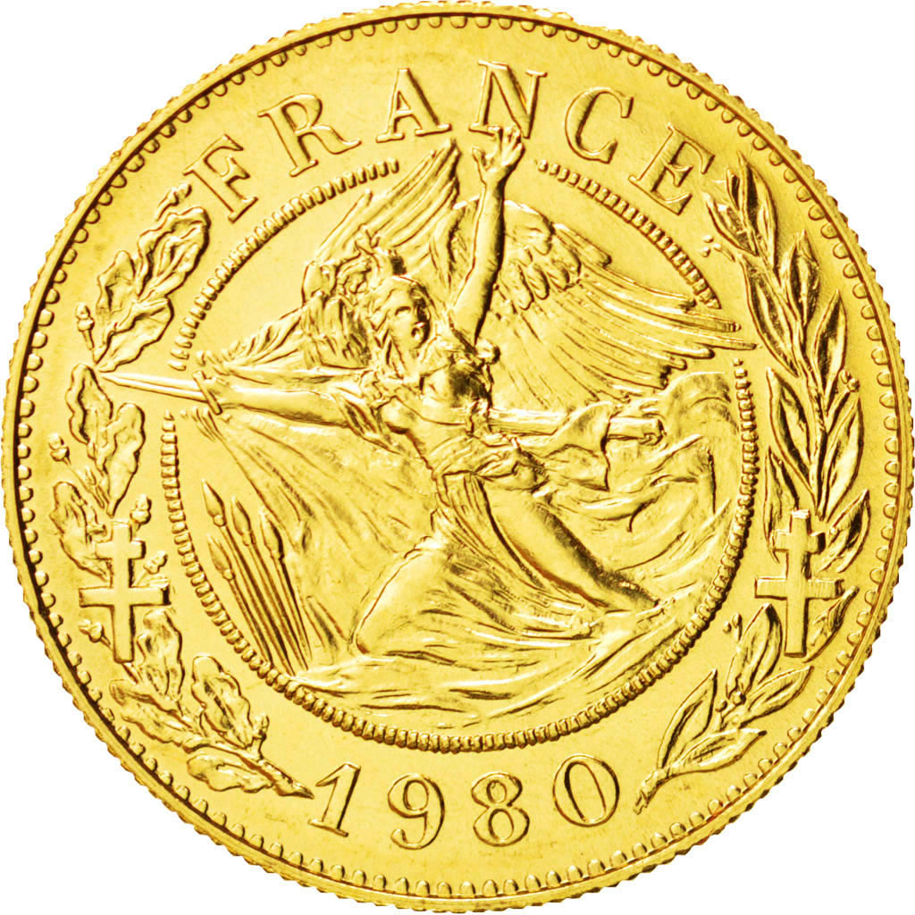 France, Medal, French Fifth Republic, History, 1980, Santucci, FDC, Or