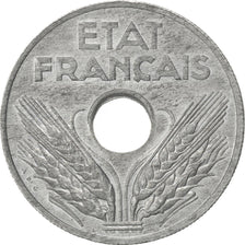FRANCE, État français, 20 Centimes, 1943, Paris, KM #900.2, AU(50-53), Zinc, Ga.