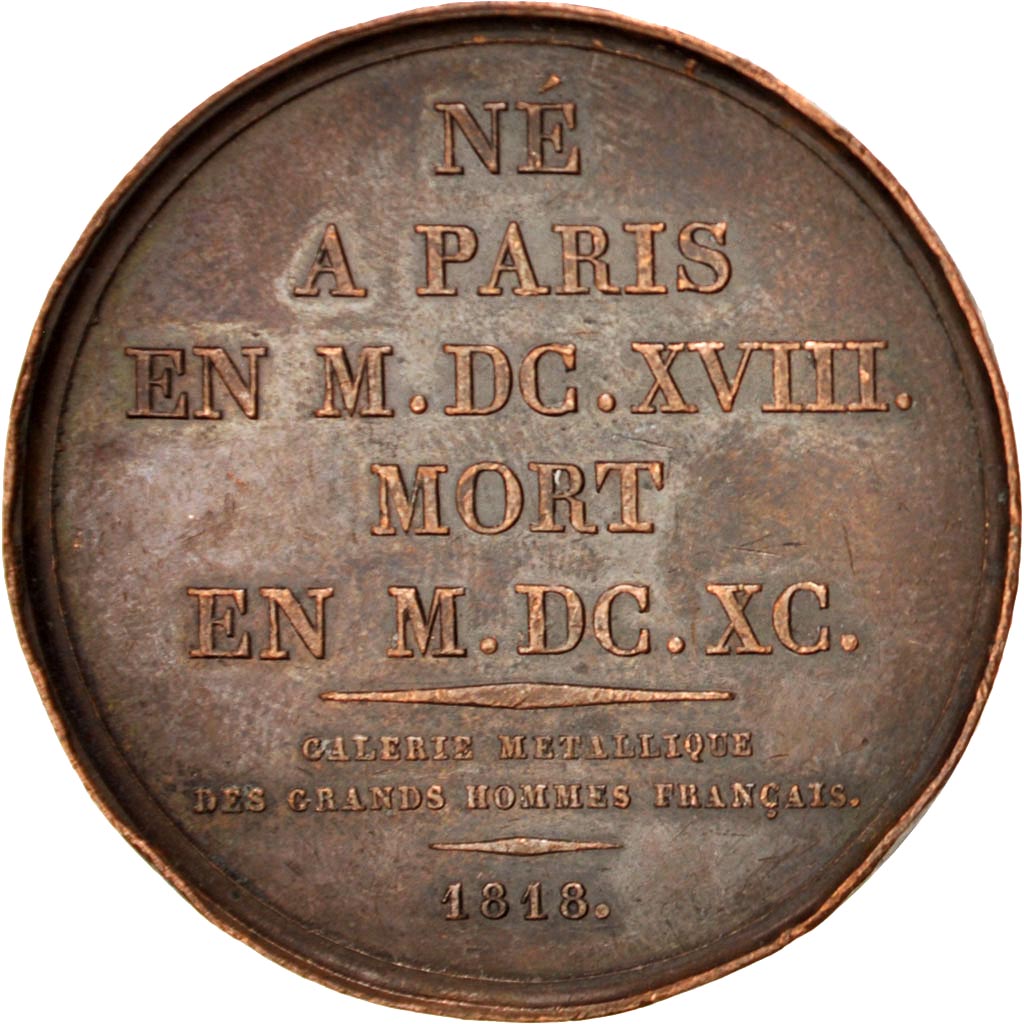 FRANCE, Arts & Culture, Louis XVIII, Medal, 1818, EF(40-45), Dubois, Bronze, 5