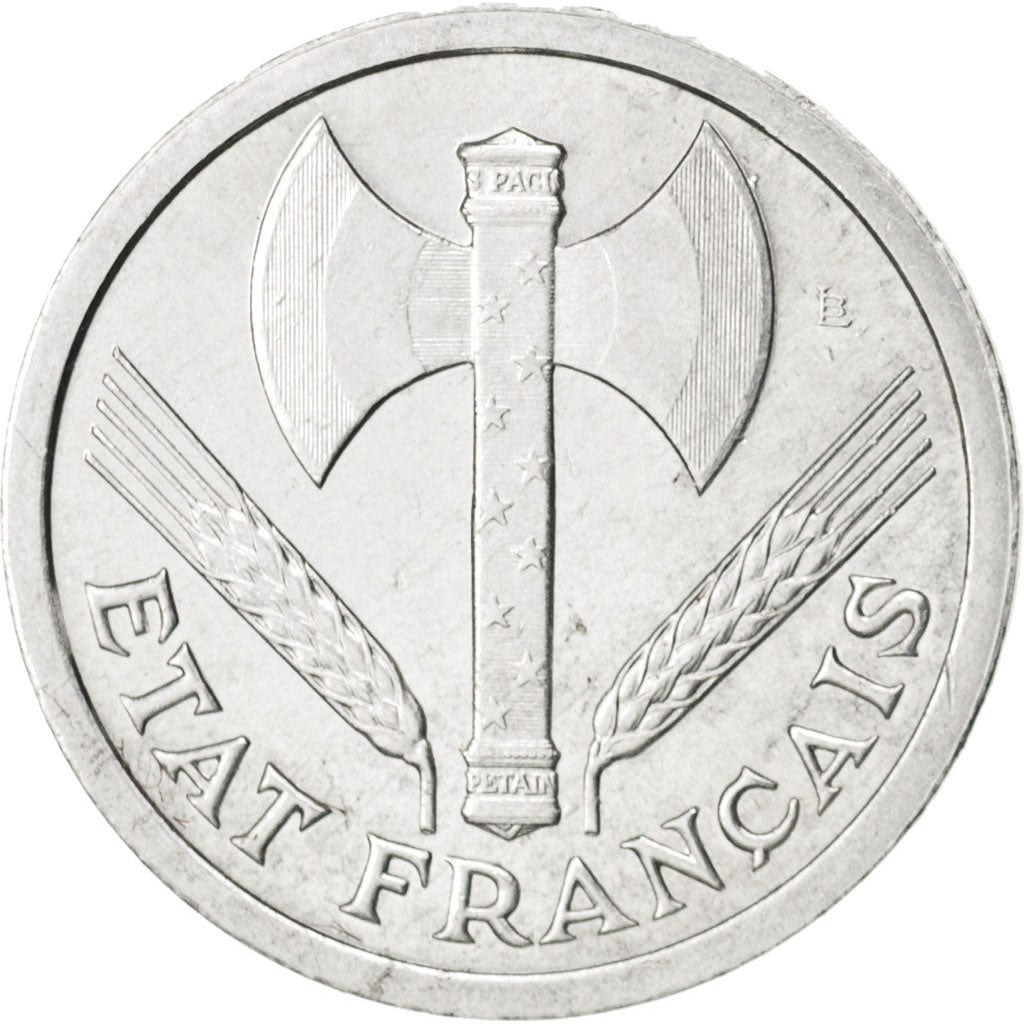 FRANCE, Bazor, 2 Francs, 1943, Paris, KM #904.1, MS(63), Aluminum, 27, Gadoury..