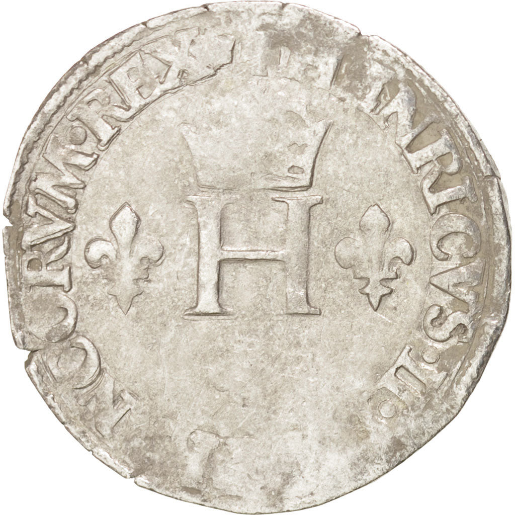 Moneda, Francia, Demi Gros de Nesle, 1551, Paris, BC+, Plata, Sombart:4458