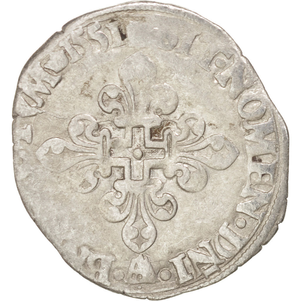 Coin, France, Demi Gros de Nesle, 1551, Paris, VF(20-25), Silver, Sombart:4458