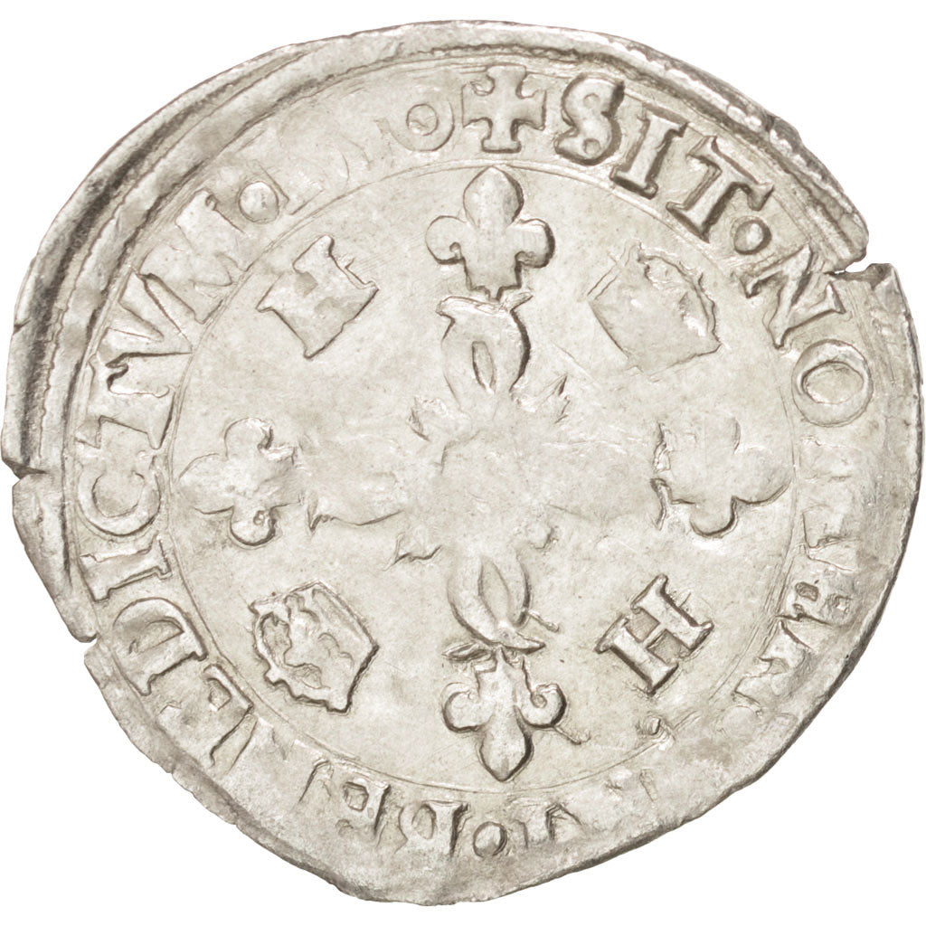 Coin, France, Douzain aux croissants, 1550, La Rochelle, EF(40-45), Billon