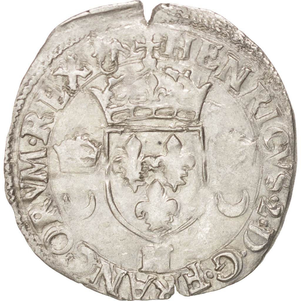 Moneda, Francia, Douzain aux croissants, 1550, La Rochelle, MBC, Vellón