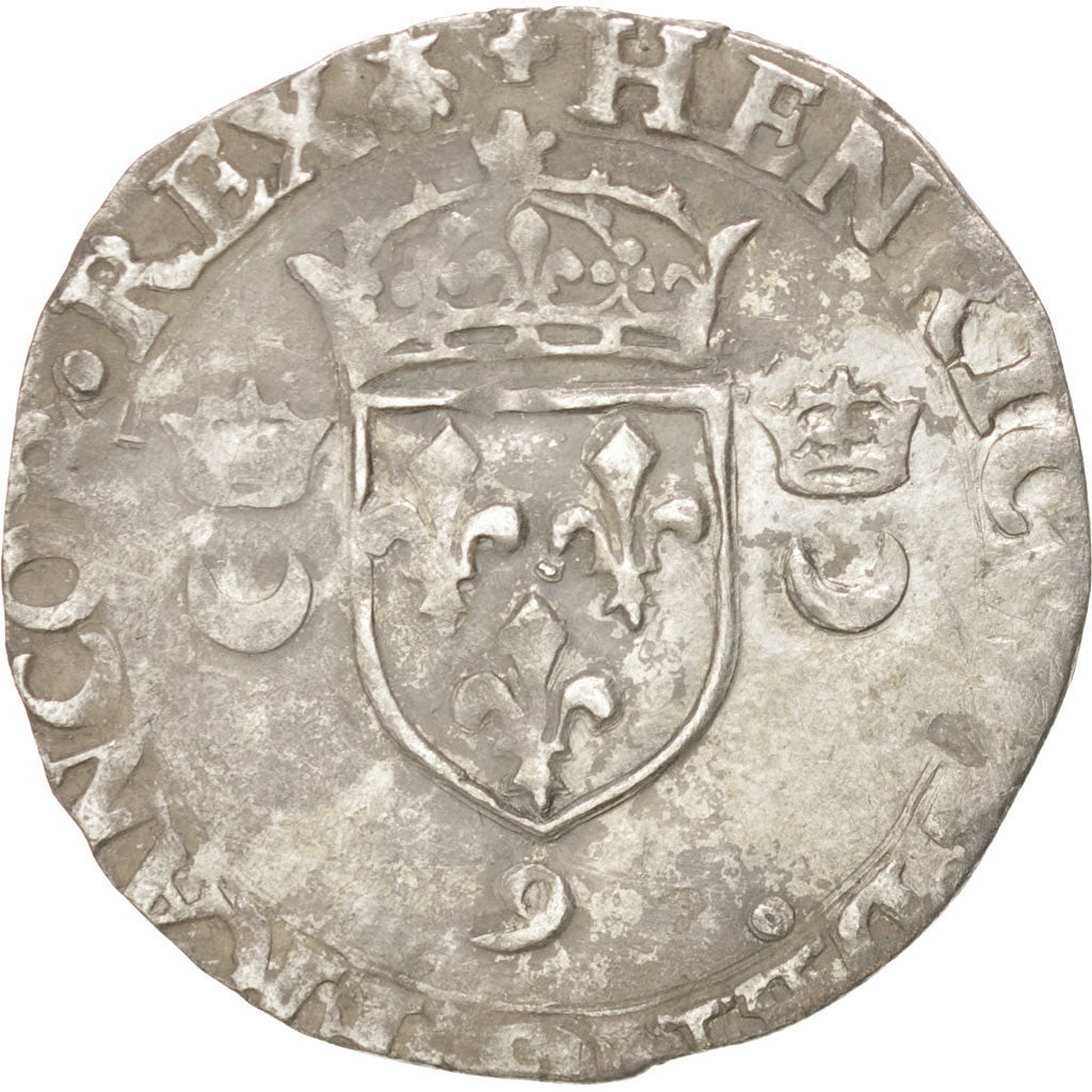 Munten, Frankrijk, Douzain aux croissants, 1552, Rennes, ZF, Billon