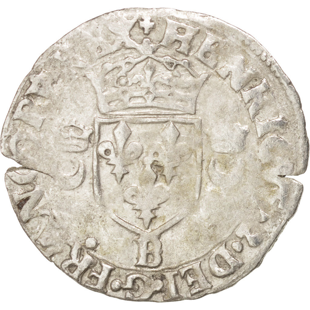 Coin, France, Douzain aux croissants, 1551, Rouen, EF(40-45), Billon