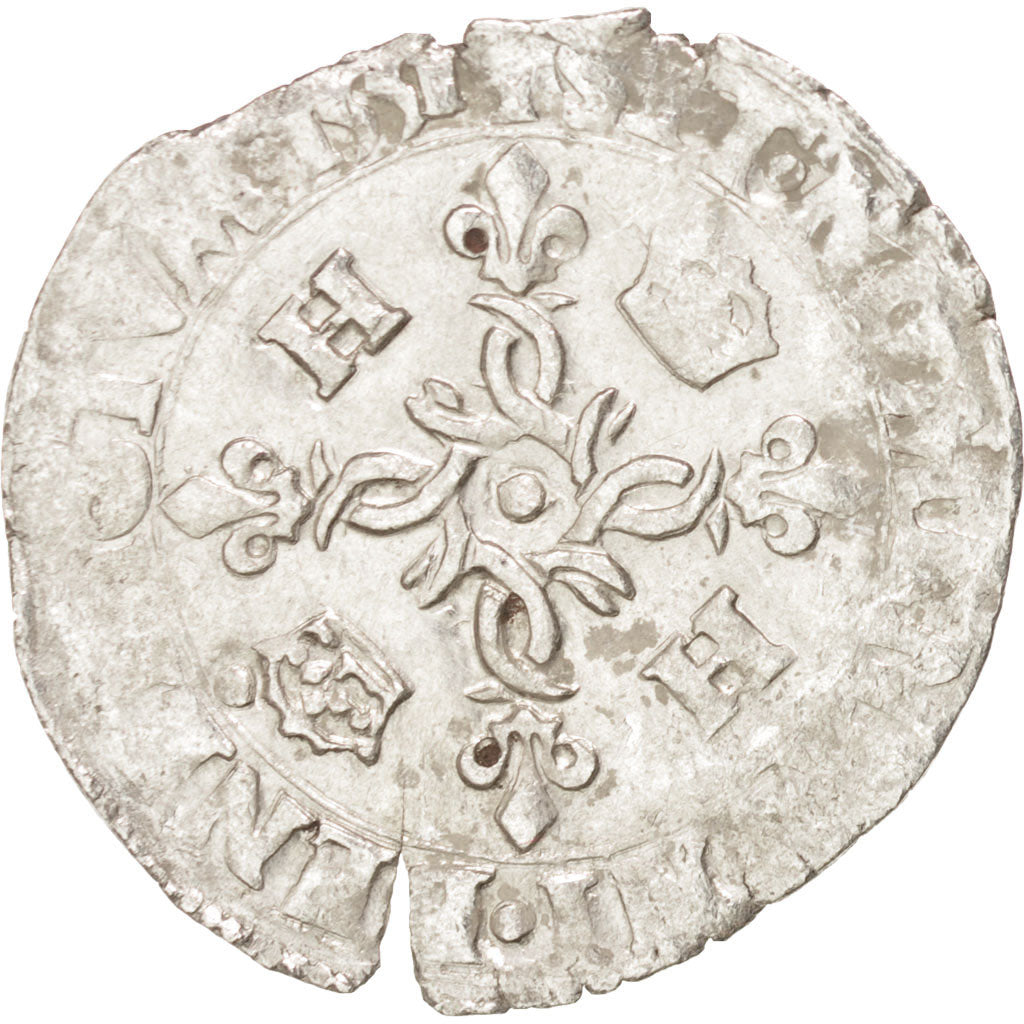 Moneda, Francia, Douzain aux croissants, 1551, Rouen, MBC, Vellón, Duplessy:997
