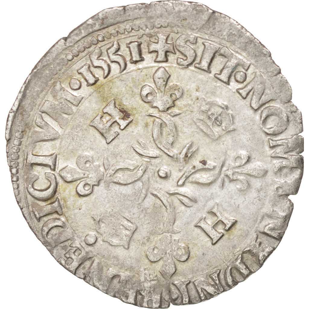 Münze, Frankreich, Douzain aux croissants, 1551, Rouen, SS, Billon