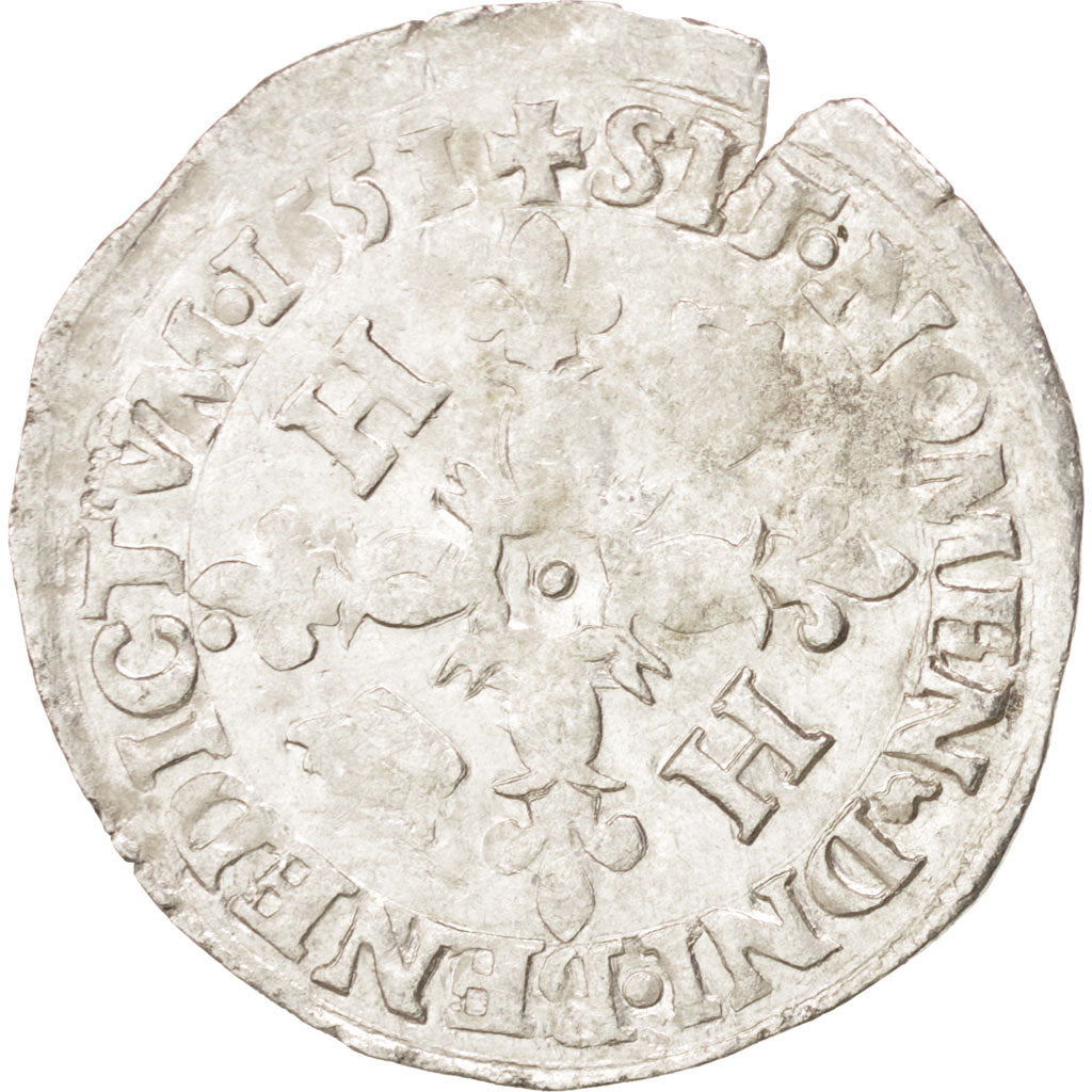 Coin, France, Douzain aux croissants, 1551, Paris, EF(40-45), Billon