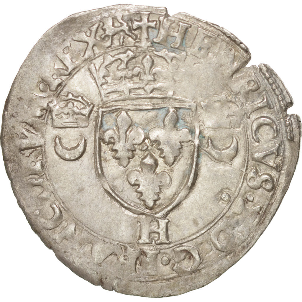 Münze, Frankreich, Douzain aux croissants, 1551, La Rochelle, SS+, Billon