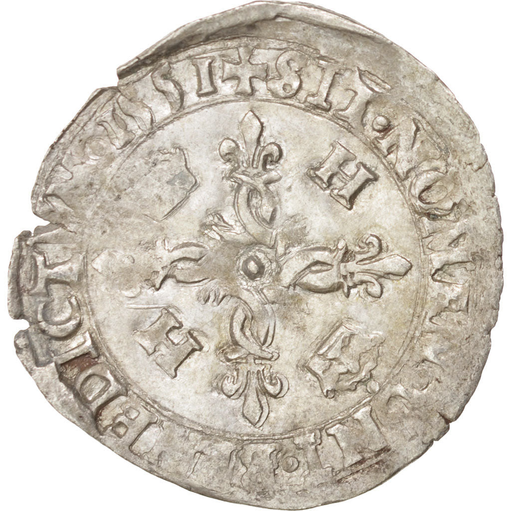 Münze, Frankreich, Douzain aux croissants, 1551, La Rochelle, SS+, Billon