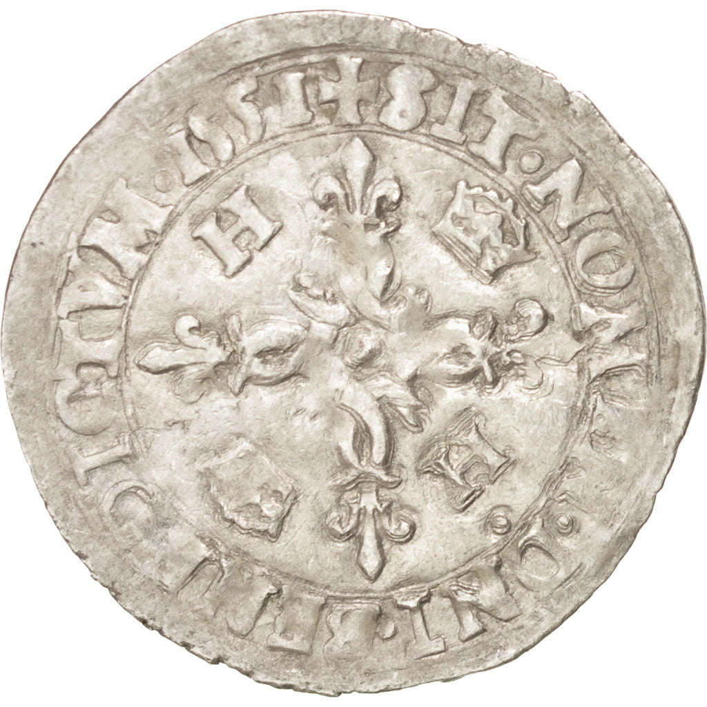 Coin, France, Douzain aux croissants, 1551, La Rochelle, AU(50-53), Billon