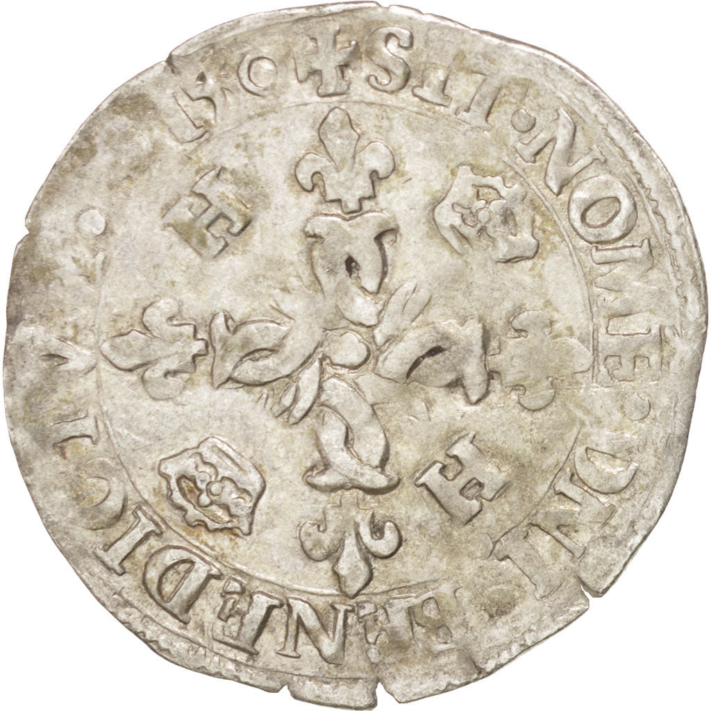 Munten, Frankrijk, Douzain aux croissants, 1550, Rennes, ZF, Billon