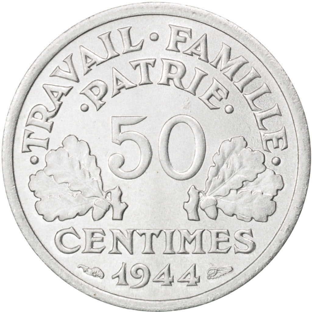 FRANCE, Bazor, 50 Centimes, 1944, Castelsarrasin, KM #914.3, AU(55-58),...