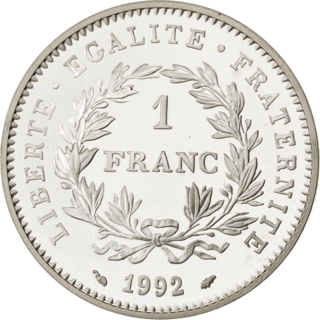 Vème République, 1 Franc République, 1992, argent BE, KM 1005