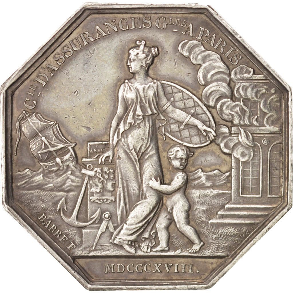 France, Token, Savings Bank, 1818, AU(55-58), Silver, Gailhouste:94
