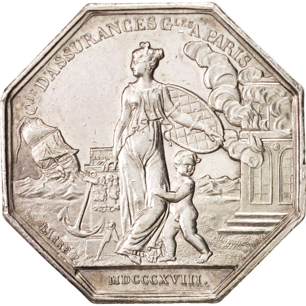 France, Token, Savings Bank, 1818, AU(55-58), Silver, Gailhouste:94