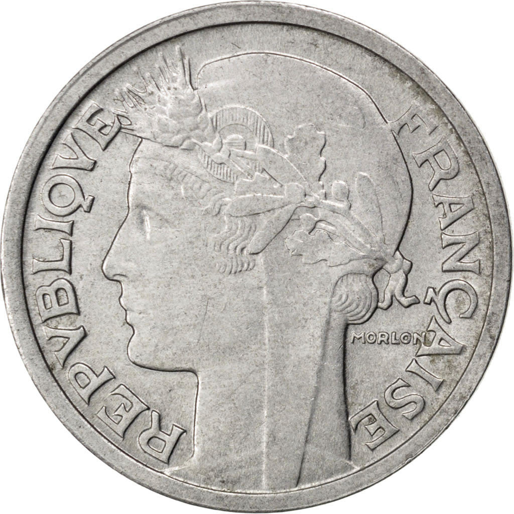 FRANCE, Morlon, 2 Francs, 1946, KM #886a.1, AU(55-58), Aluminum, 27, Gadoury...