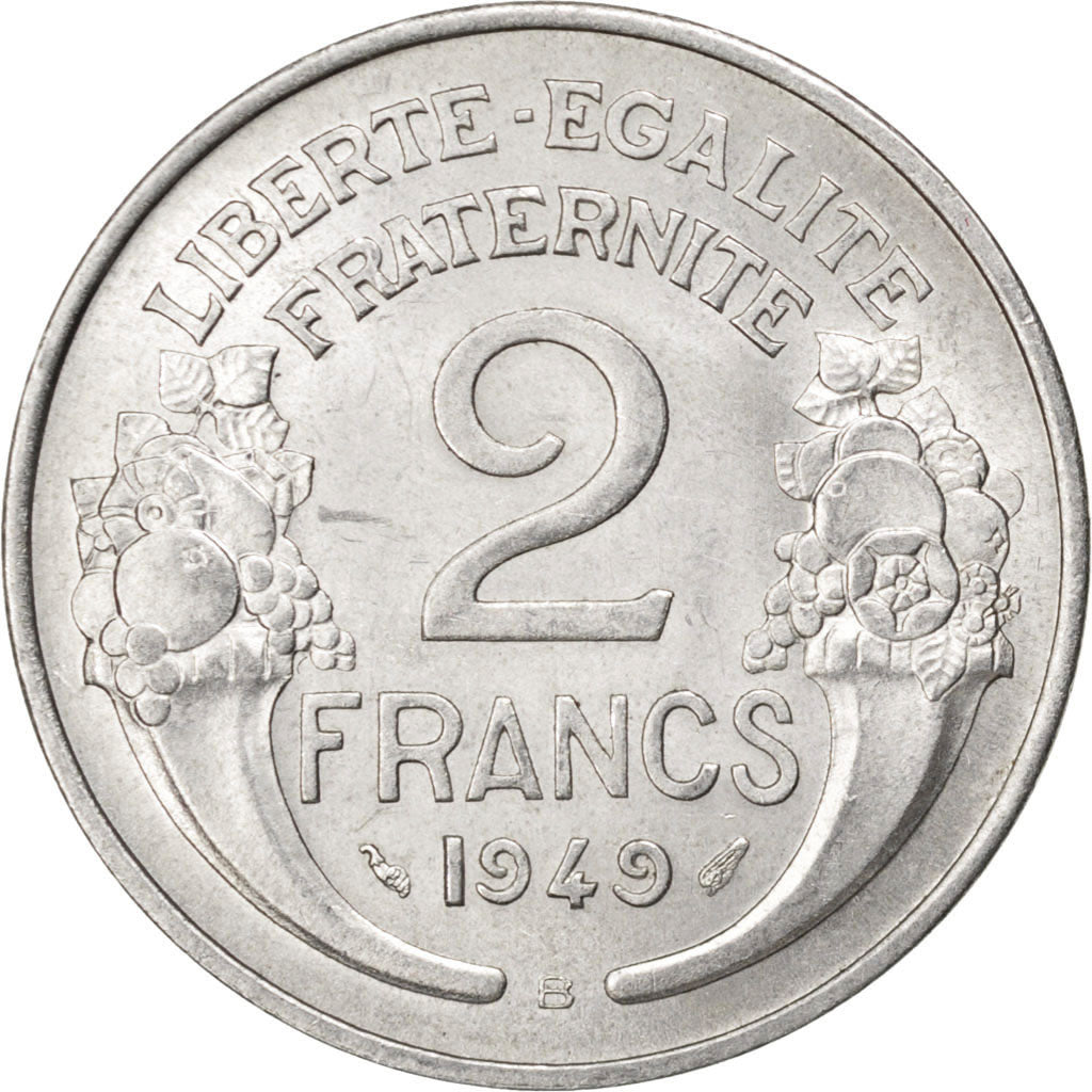 FRANCE, Morlon, 2 Francs, 1949, Beaumont - Le Roger, KM #886a.2, MS(60-62),...